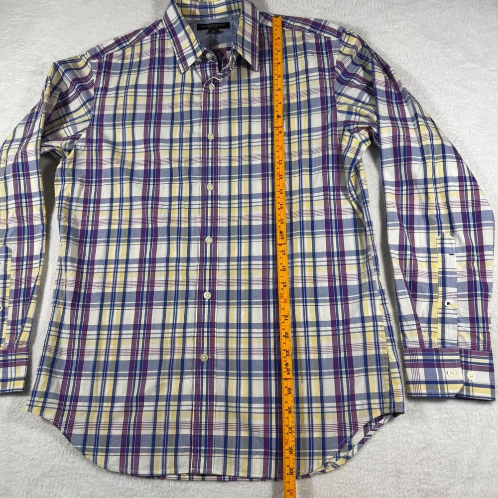 Banana Republic Button Down Shirt Mens M Multi‎ Plaid Excellent Soft Wash Cotton